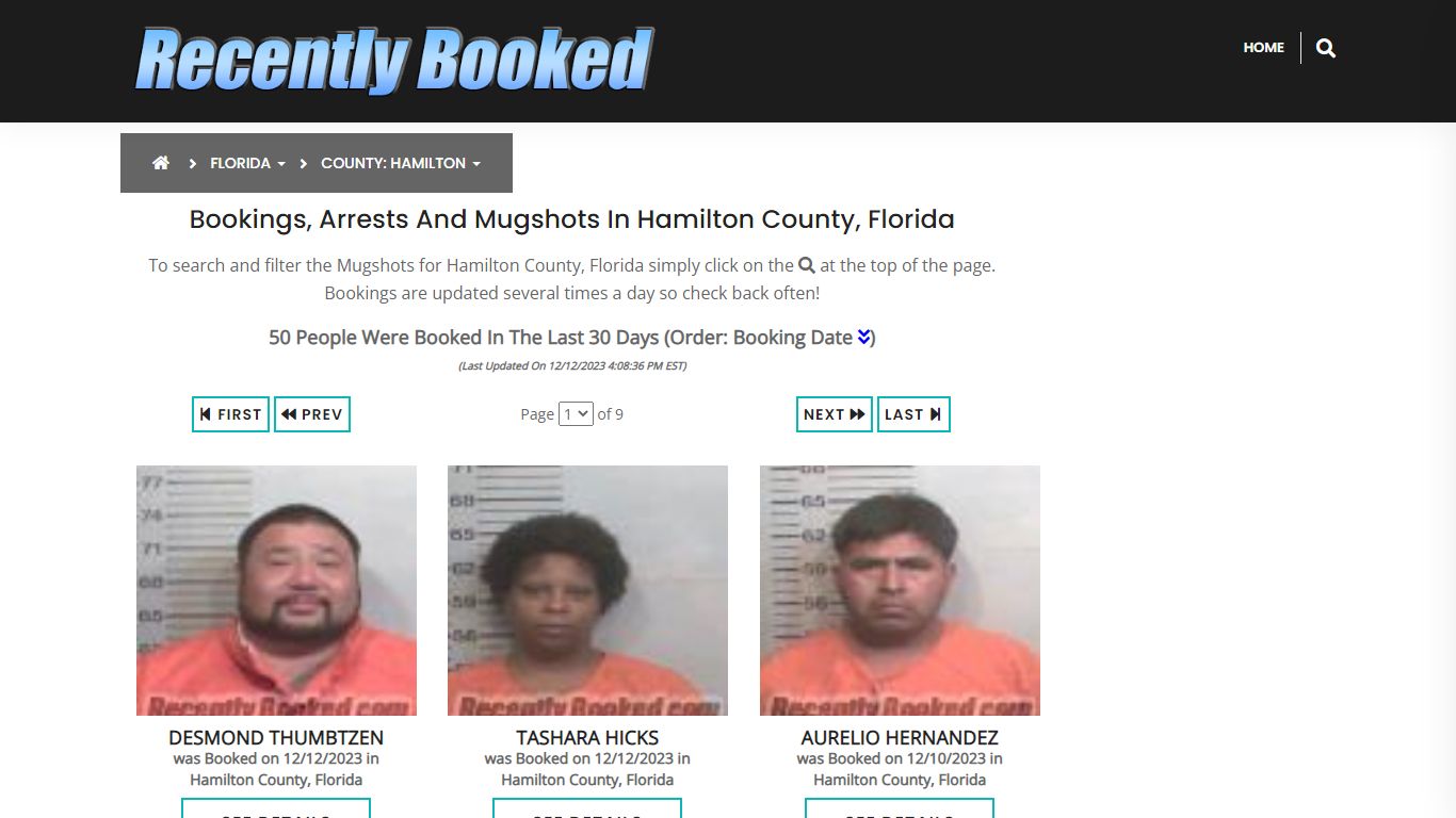 Recent bookings, Arrests, Mugshots in Hamilton County, Florida